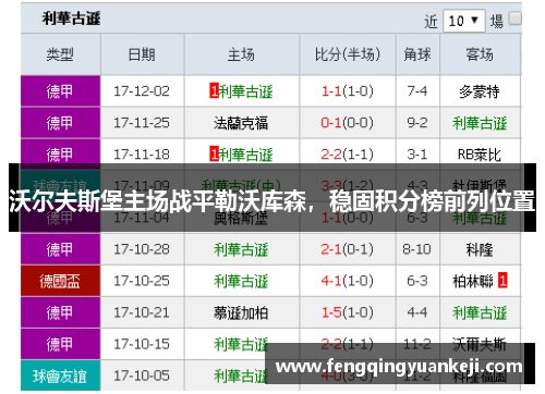 沃尔夫斯堡主场战平勒沃库森，稳固积分榜前列位置