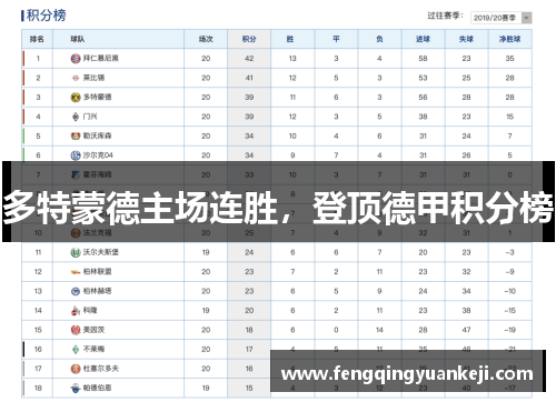 多特蒙德主场连胜，登顶德甲积分榜